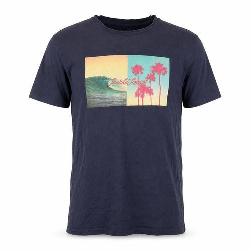 Jack & Jones Men's Blue Slim Fit Graphic T-Shirt
