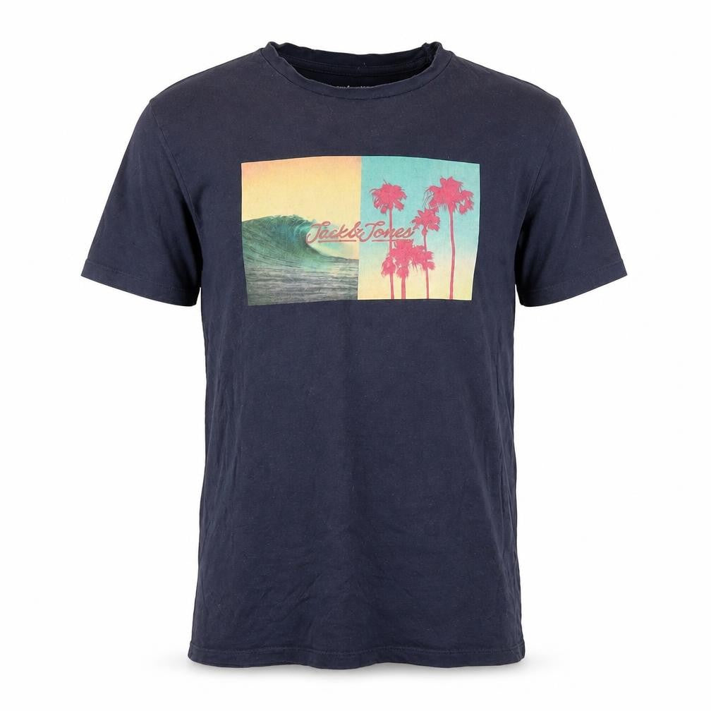 Jack & Jones Men's Blue Slim Fit Graphic T-Shirt
