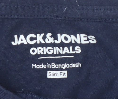 Jack & Jones Men's Blue Slim Fit Graphic T-Shirt