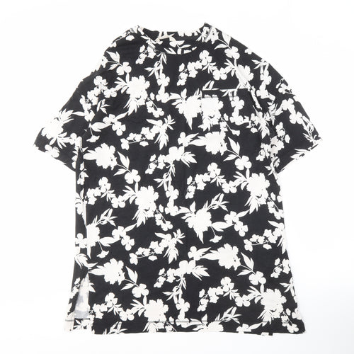 Marks and Spencer Women's Black Floral T-Shirt L