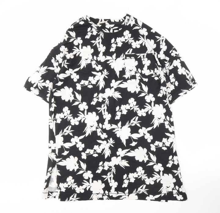 Marks and Spencer Women's Black Floral T-Shirt L