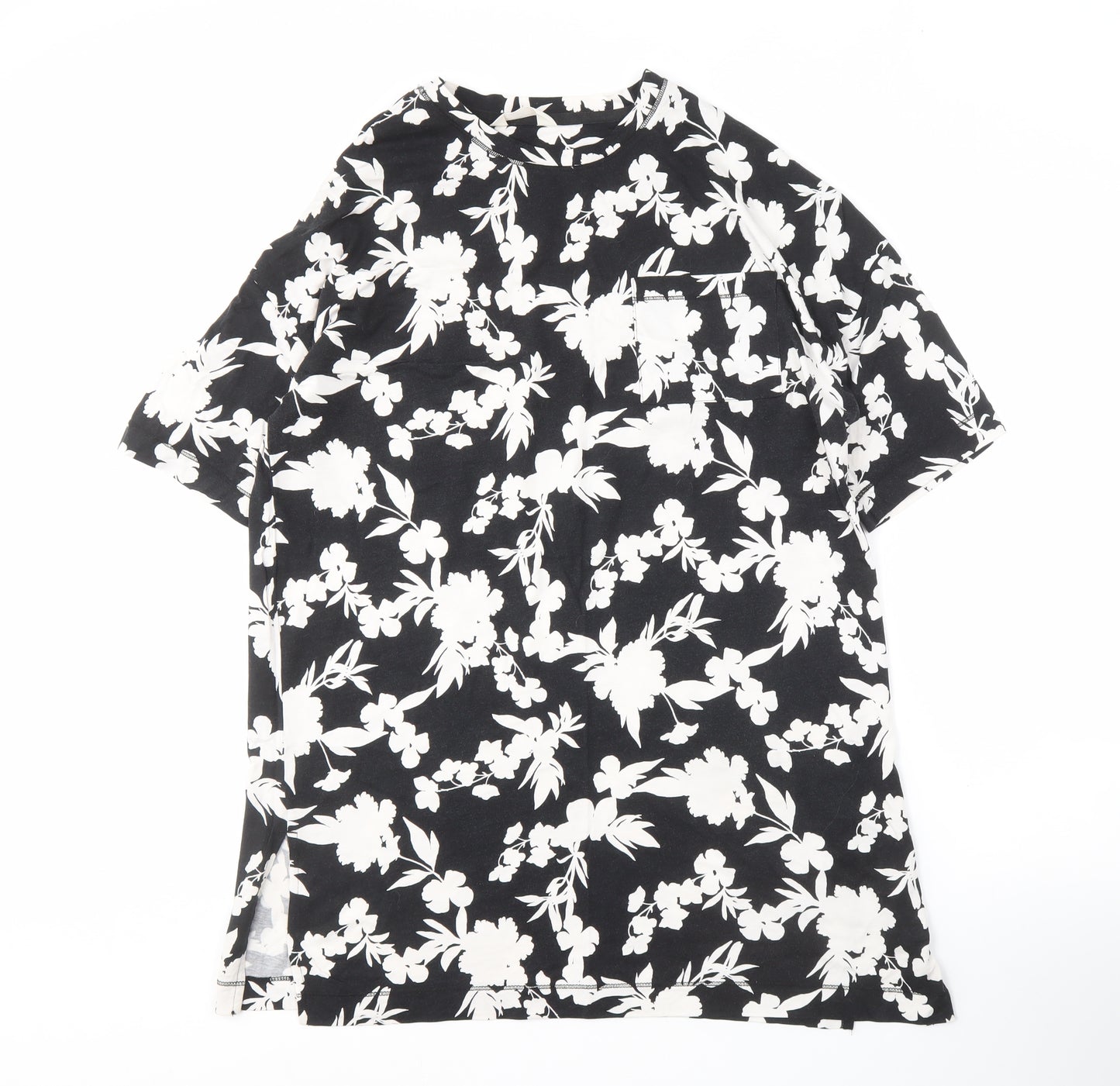 Marks and Spencer Women's Black Floral T-Shirt L