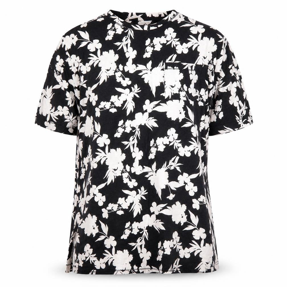 Front view of Marks & Spencer Women's Black Floral T-Shirt L