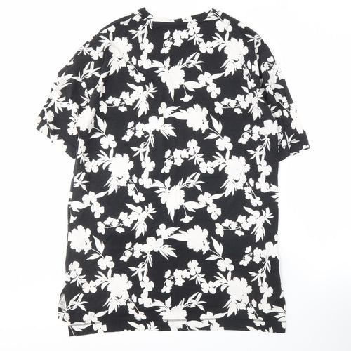 Marks and Spencer Women's Black Floral T-Shirt L