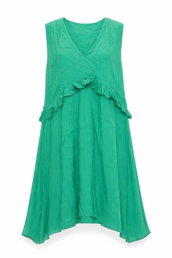 Front view of La Fée Maraboutée Women's Green Asymmetric Dress -, size 10