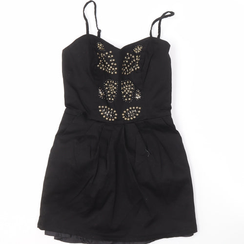VILA Women's Black Studded Short Dress - Size S