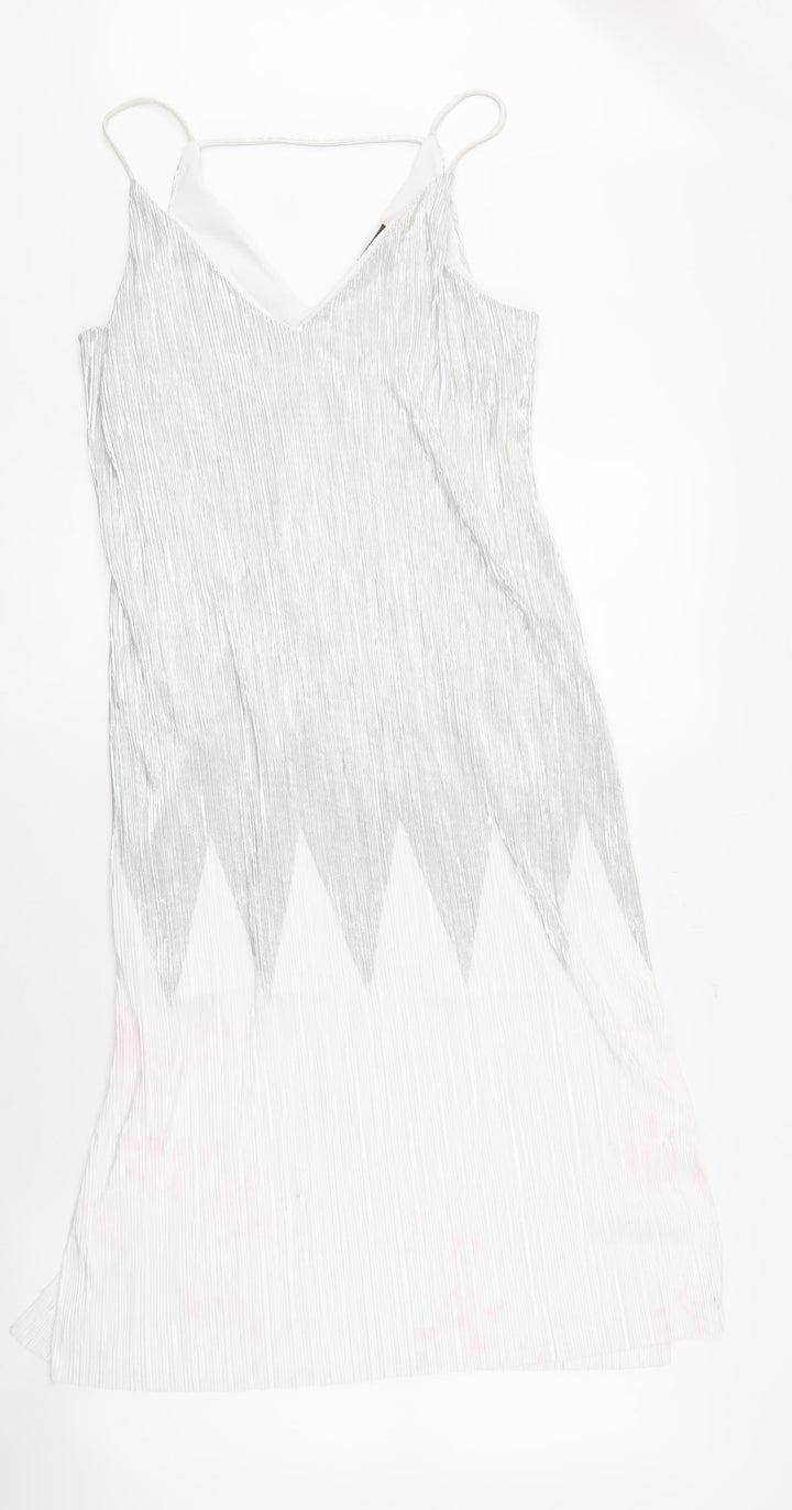 River Island Women’s Silver Slip Dress Size 10