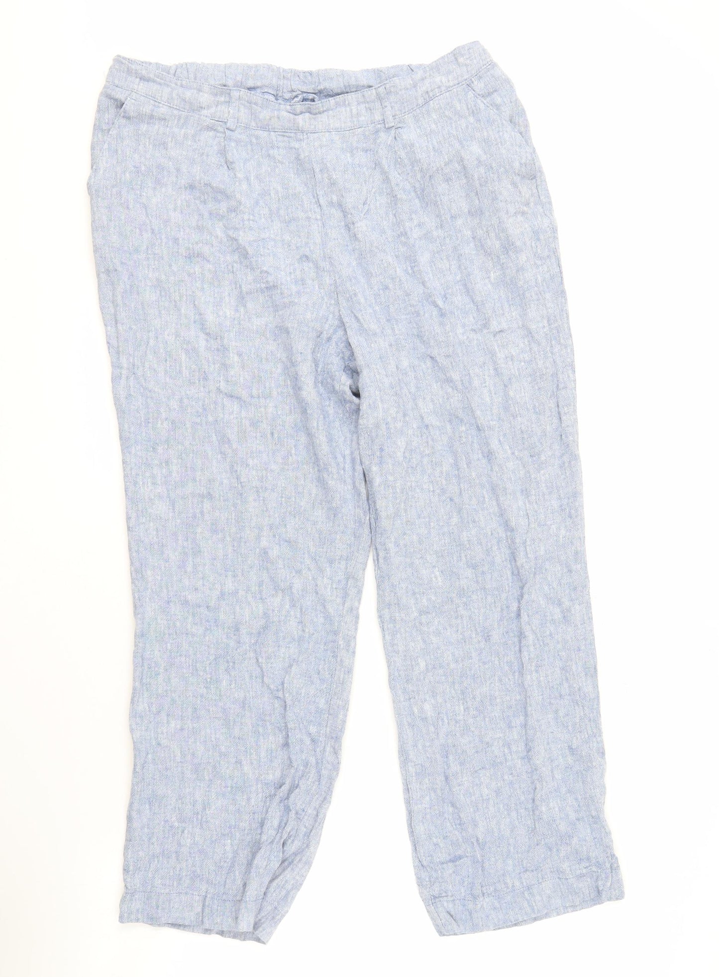 Bonmarché Women's Blue Linen Trousers Size 16