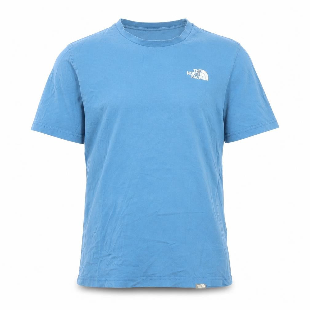 Front view of The North Face Men's Blue Cotton T-Shirt, Small