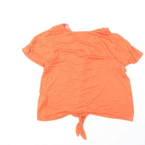 New Look Women's Orange Button-Up Short Sleeve Top