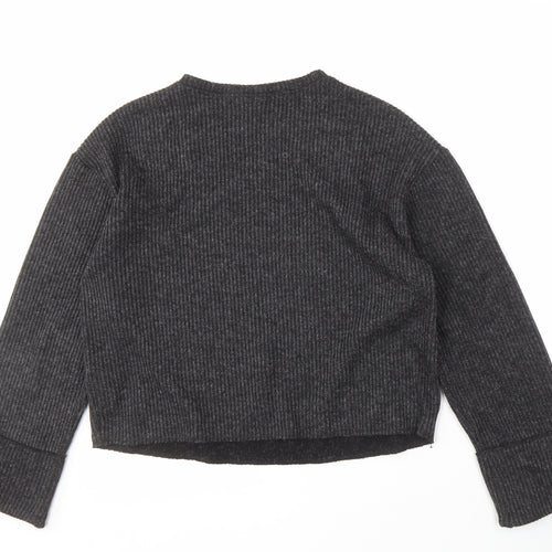 Zara Women's Grey Knit Pullover Jumper M Beaded Detail