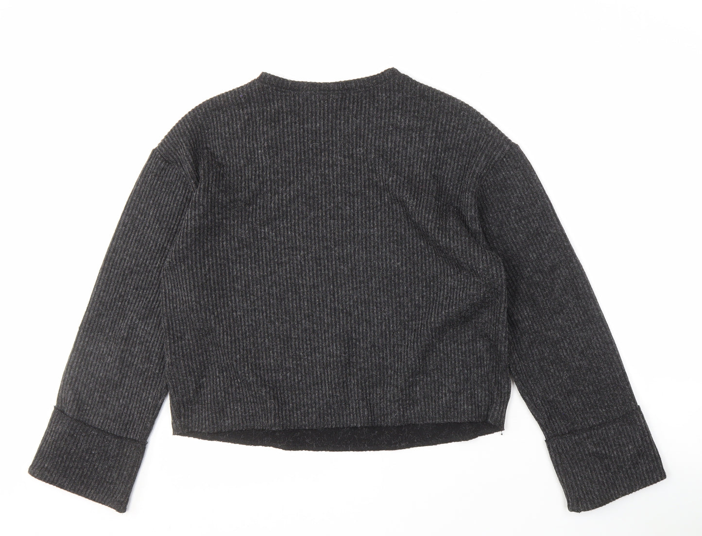 Zara Women's Grey Knit Pullover Jumper M Beaded Detail