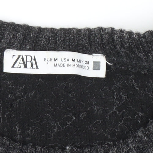 Zara Women's Grey Knit Pullover Jumper M Beaded Detail