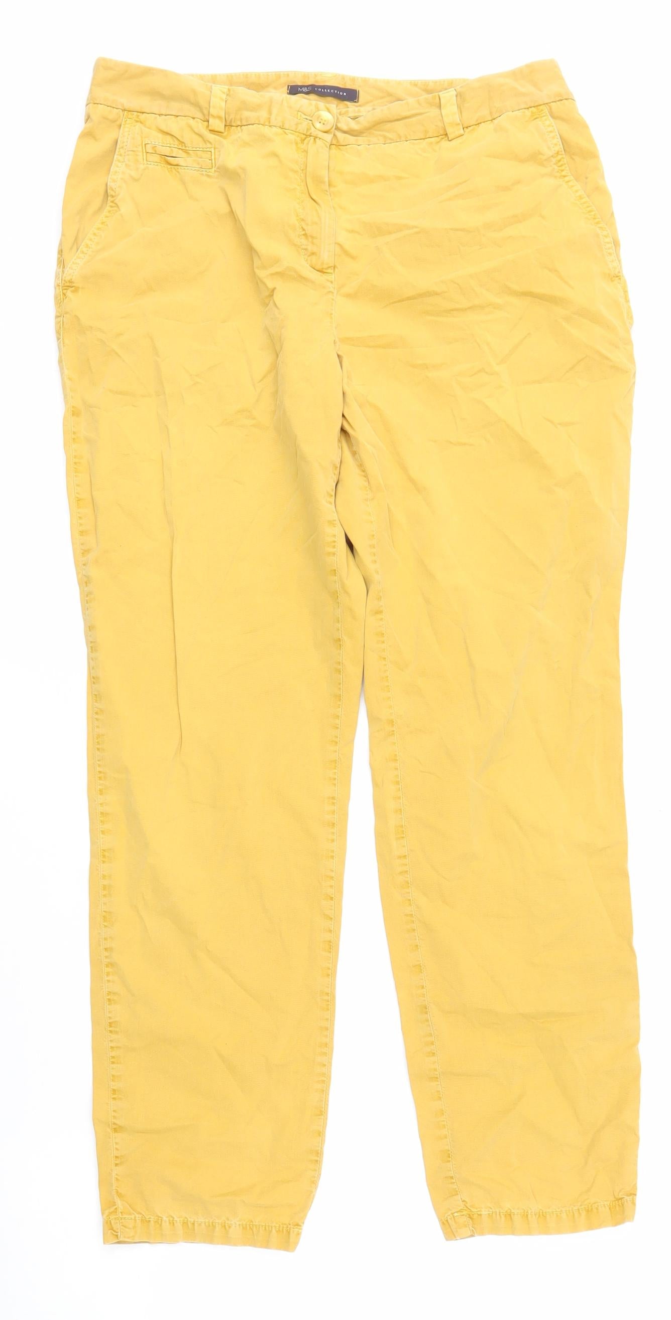 Marks and Spencer Women's Yellow Trousers Size 12