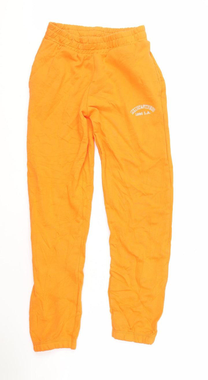 Zara Women's Orange Jogger Trousers, Size S, Cotton