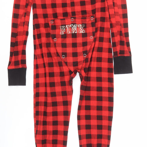 Pink Women's Red Check One Piece Pajama S