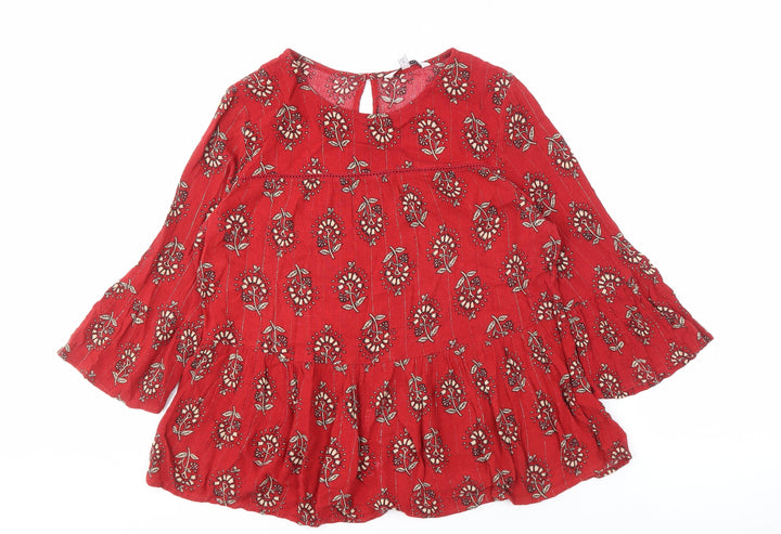 Next Women's Red Floral Blouse, Size 10 Petites