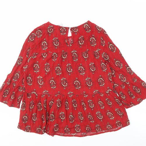 Next Women's Red Floral Blouse, Size 10 Petites