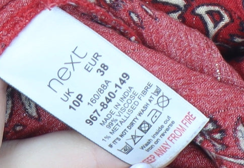 Next Women's Red Floral Blouse, Size 10 Petites