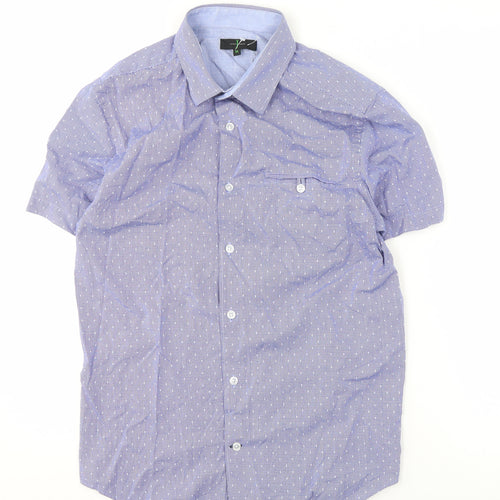 Jasper Conran Men's Blue Short-Sleeve Shirt M
