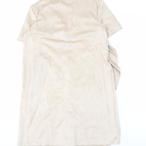 Zara Basic Women Beige XS Midi Dress V-Neck