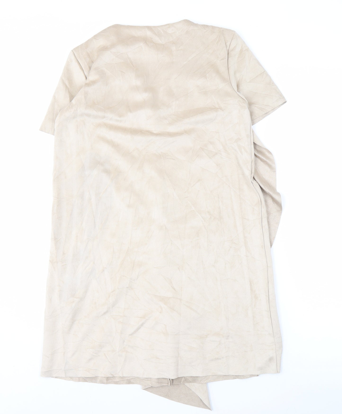 Zara Basic Women Beige XS Midi Dress V-Neck