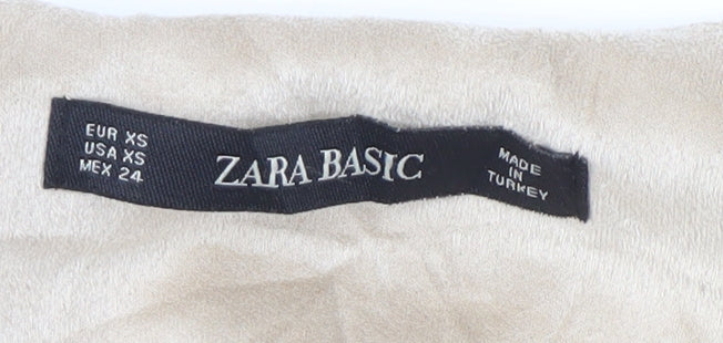 Zara Basic Women Beige XS Midi Dress V-Neck