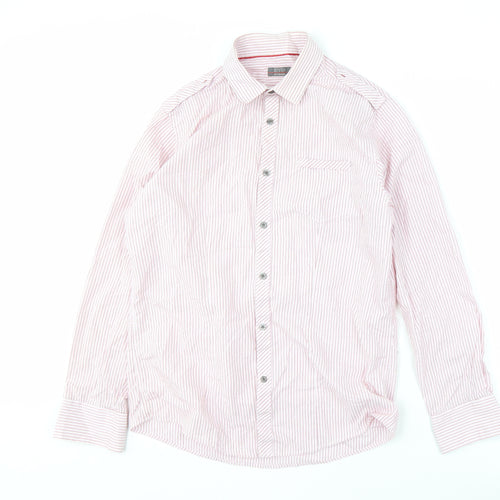 Matalan Men's Pink Striped Button-Up Shirt, Size M