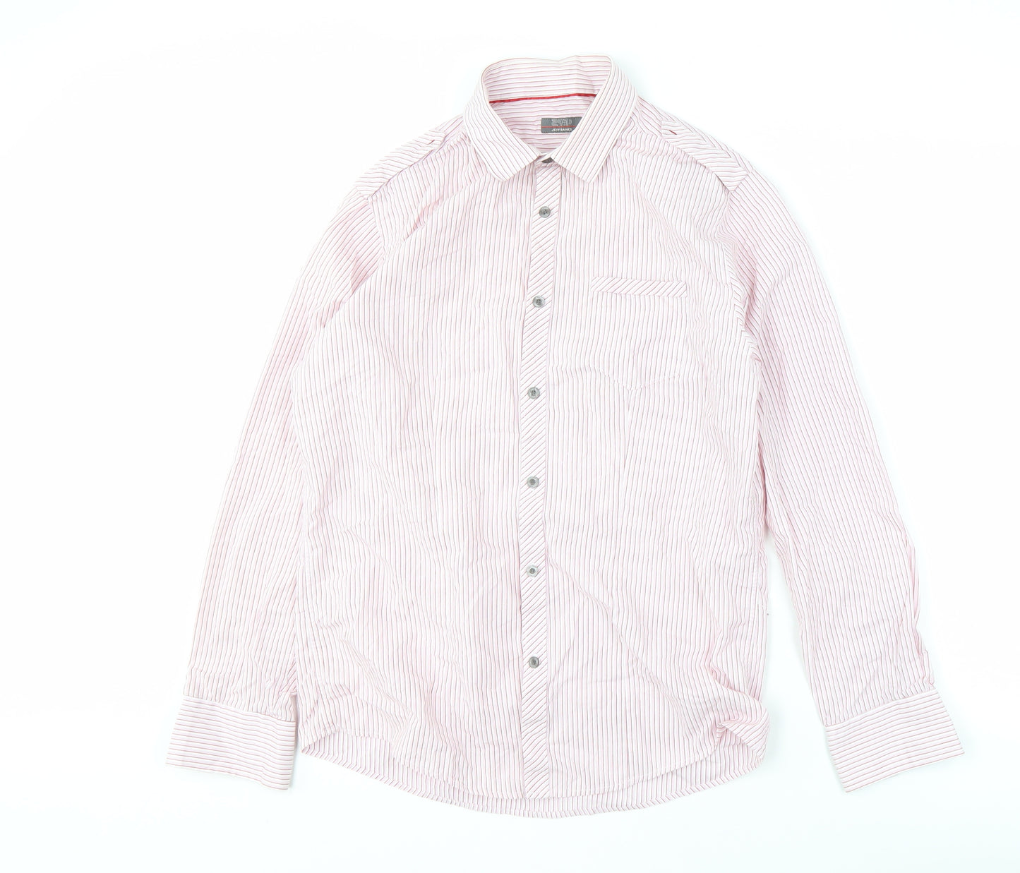 Matalan Men's Pink Striped Button-Up Shirt, Size M
