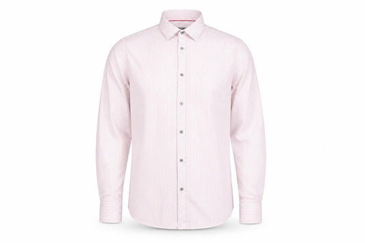 Front view of Matalan Men's Pink Striped Button-Up Shirt, size M
