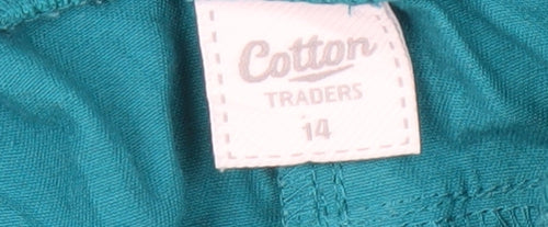Cotton Traders Women's Blue Cropped Trousers, Size 14