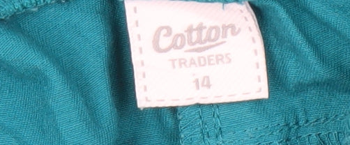 Cotton Traders Women's Blue Cropped Trousers, Size 14