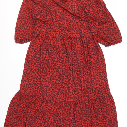 ZARA Women's Red Floral Dress Size L