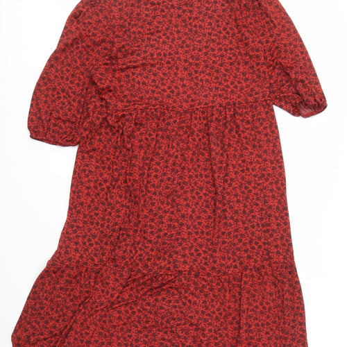 ZARA Women's Red Floral Dress Size L