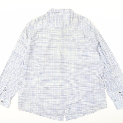 Mantaray Men's Blue Striped Linen Shirt XL