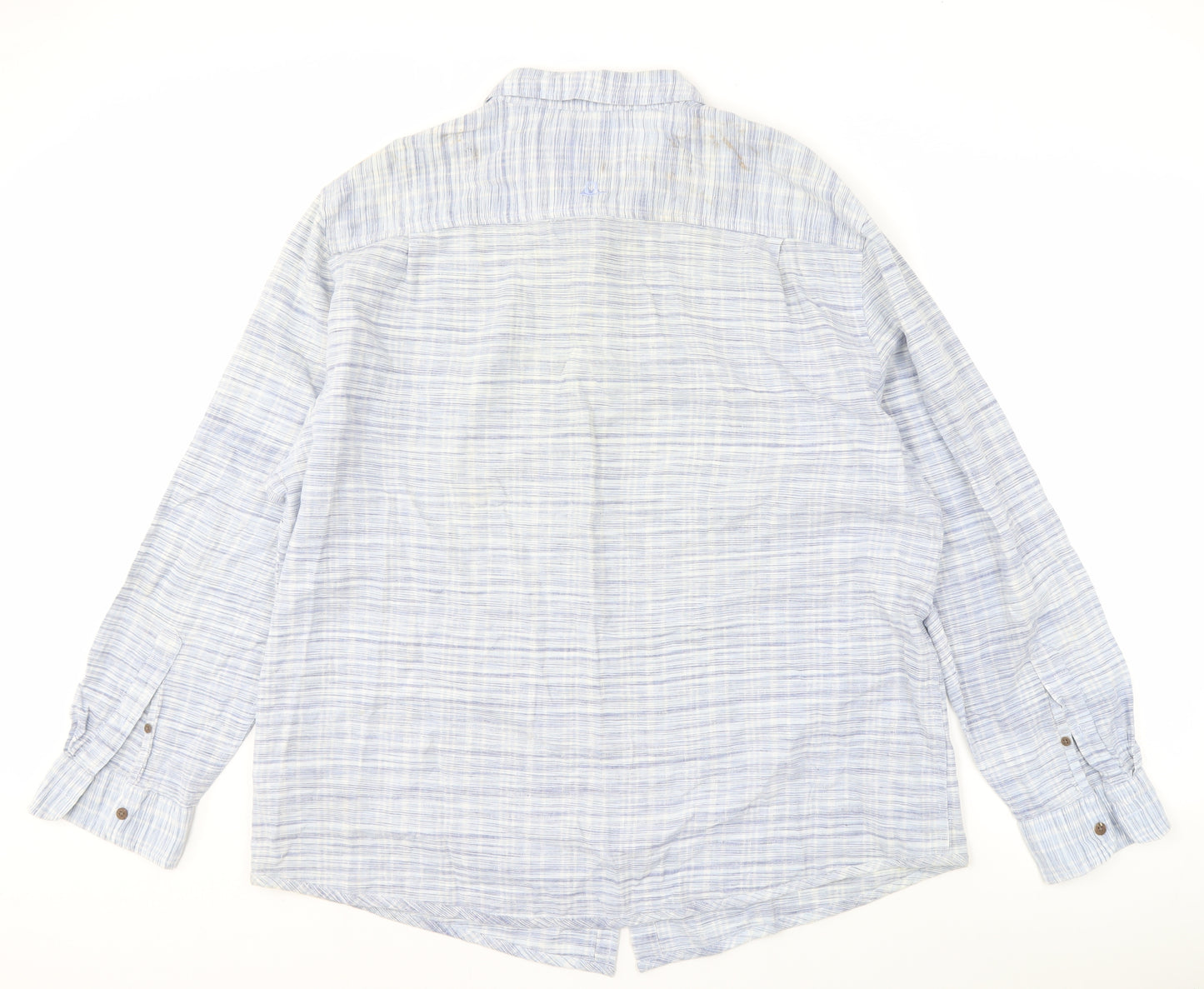 Mantaray Men's Blue Striped Linen Shirt XL