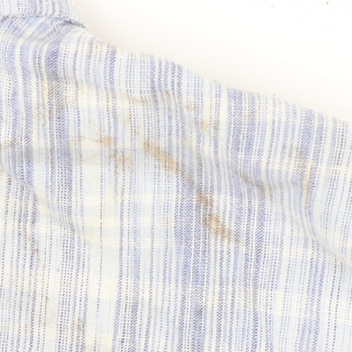 Mantaray Men's Blue Striped Linen Shirt XL