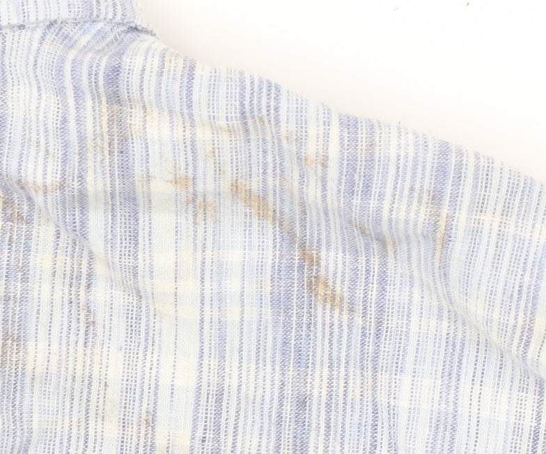 Mantaray Men's Blue Striped Linen Shirt XL