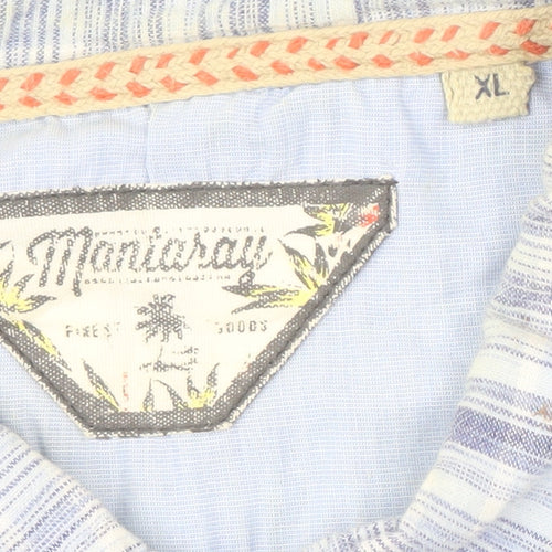 Mantaray Men's Blue Striped Linen Shirt XL
