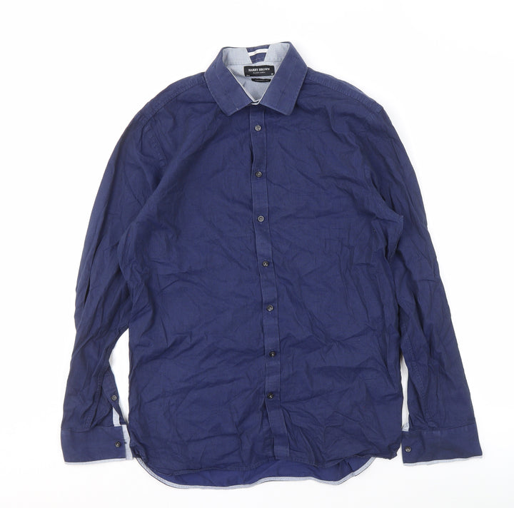 Harry Brown Men's Blue Regular Fit Casual Shirt