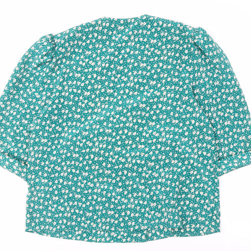 Berkertax Women's Green Floral V-Neck Blouse Size 18
