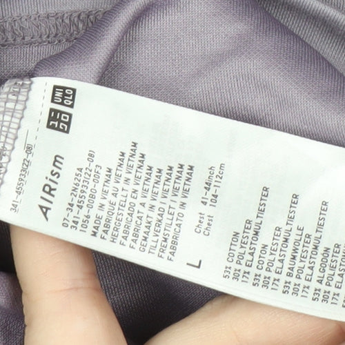 UNIQLO Men's Purple High Neck T-Shirt, Size L