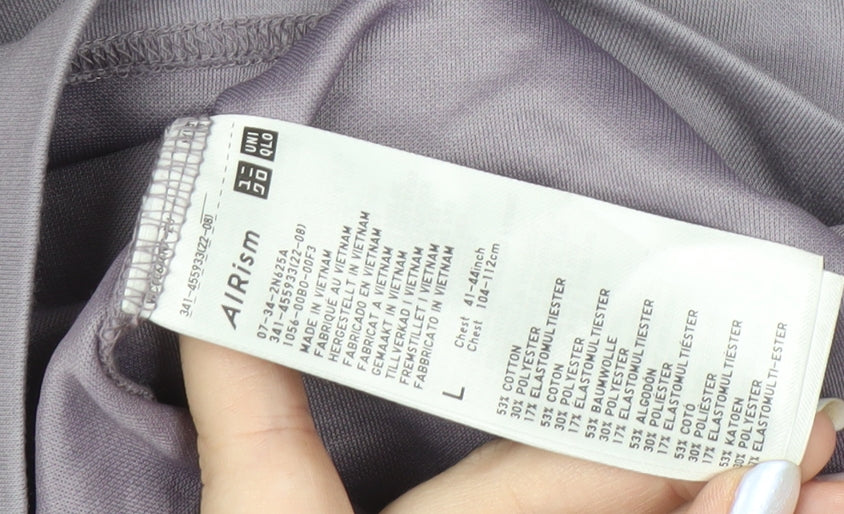 UNIQLO Men's Purple High Neck T-Shirt, Size L