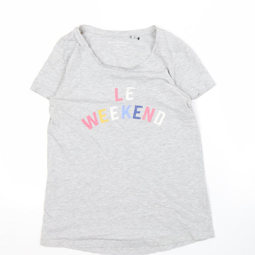 Principles Women Grey Short Sleeve T-Shirt Size 8