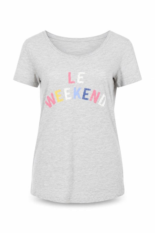 Front view of Principles Women Grey Short Sleeve T-Shirt, size 8