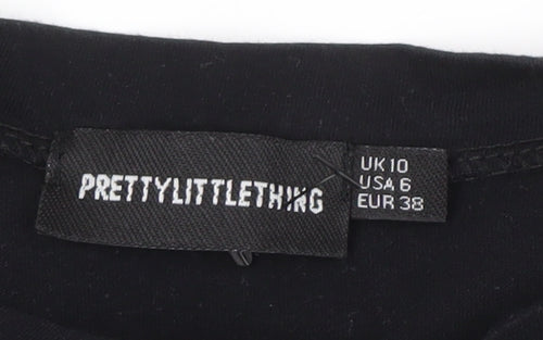 PrettyLittleThing Women's Black T-Shirt, Size 10