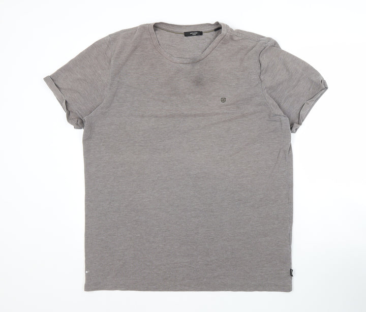 Jack & Jones Men's Grey Crew Neck T-Shirt 2XL Casual