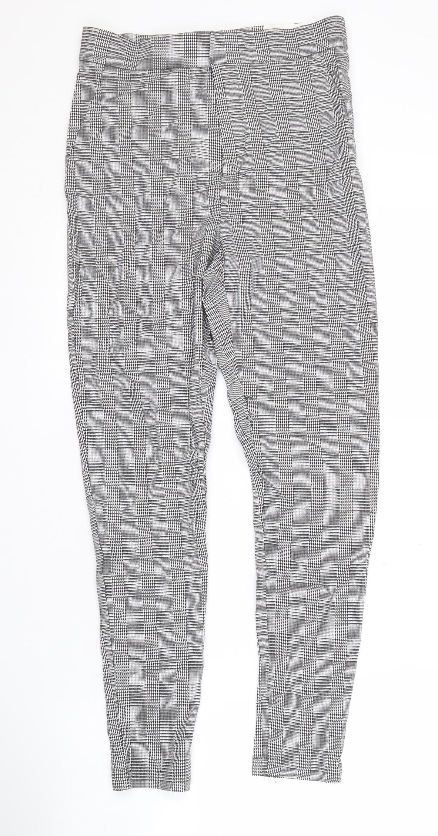 Zara Women's Grey Check Trousers, Size M, Autumn/Winter