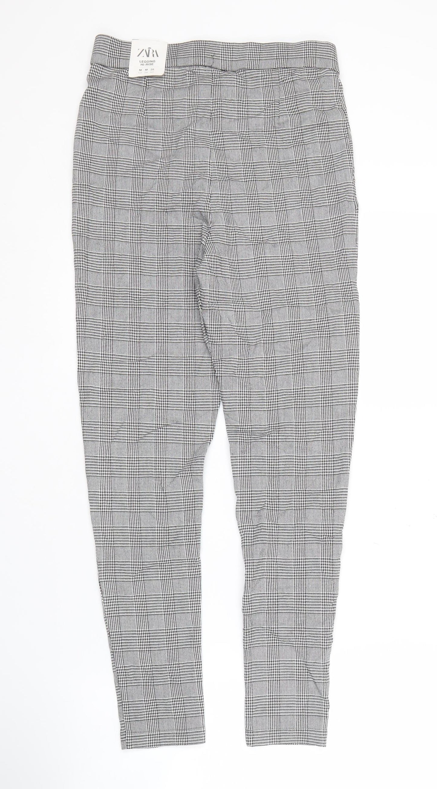 Zara Women's Grey Check Trousers, Size M, Autumn/Winter