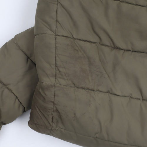 H&M Women's XS Green Puffer Jacket Hooded Casual Winter